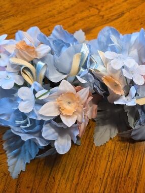 PartyLite 1 inch Meadow Glen Candle Ring Pair Blue and Peach Floral